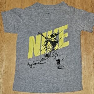 Nike Kids Heather Gray and Yellow Baseball T-Shirt